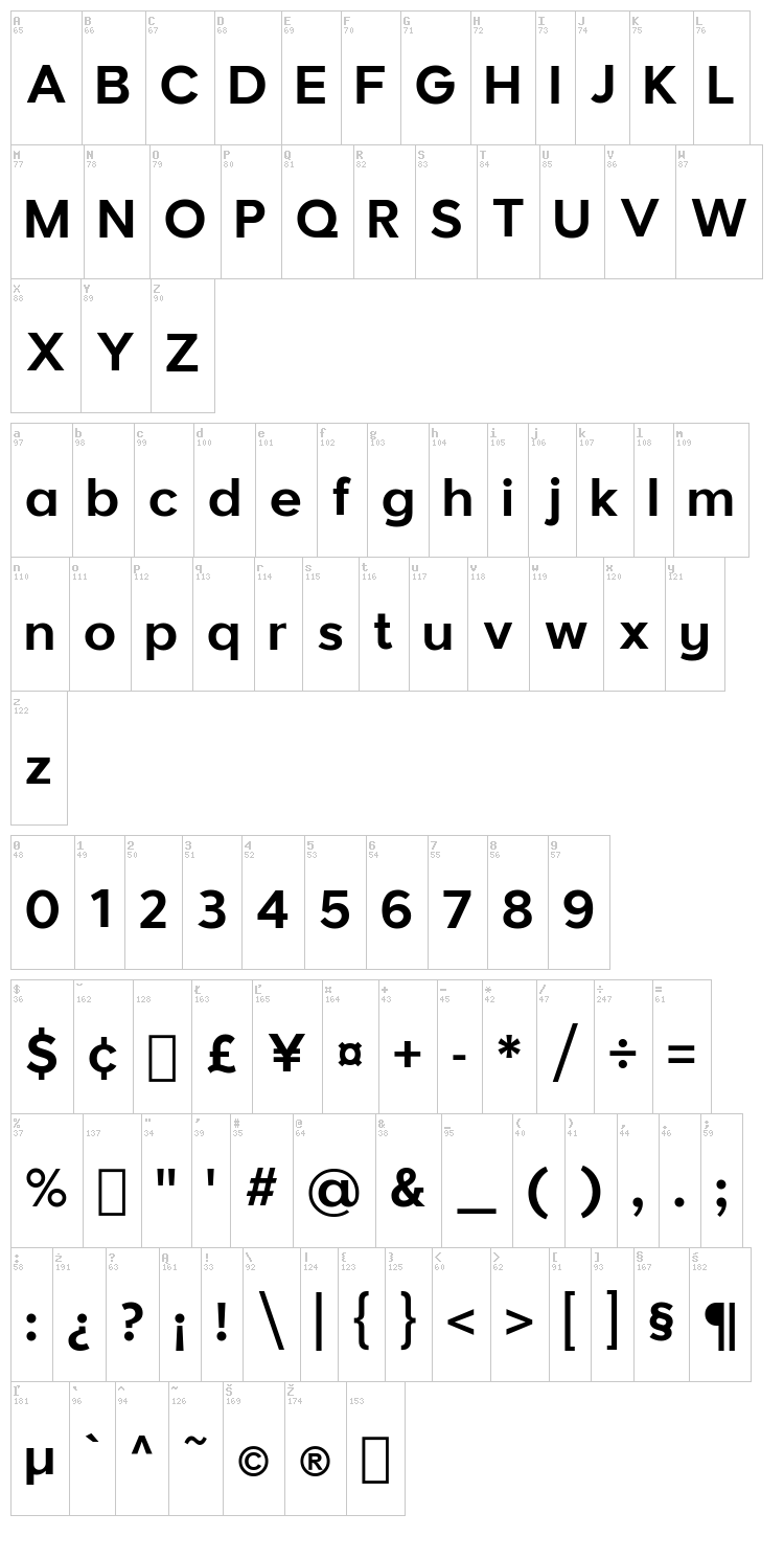 Larke Neue font map